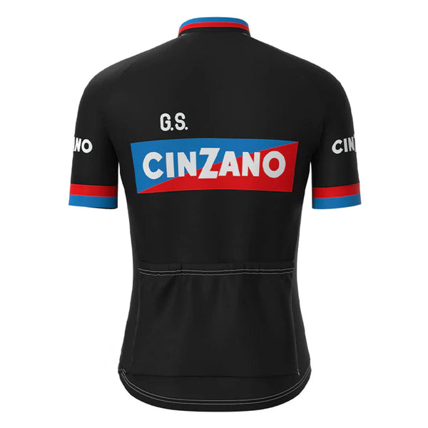 CINZANO Black Vintage Short Sleeve Cycling Jersey Top