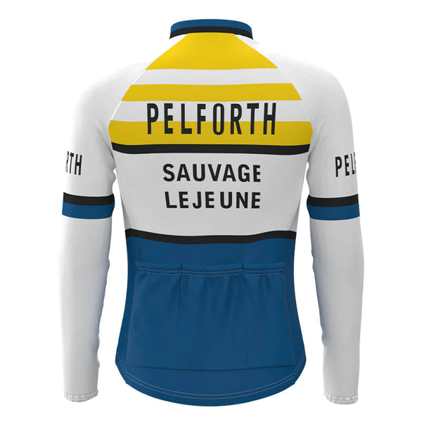 Pelforth Sauvage Lejeune White Vintage Long Sleeve Cycling Jersey Top