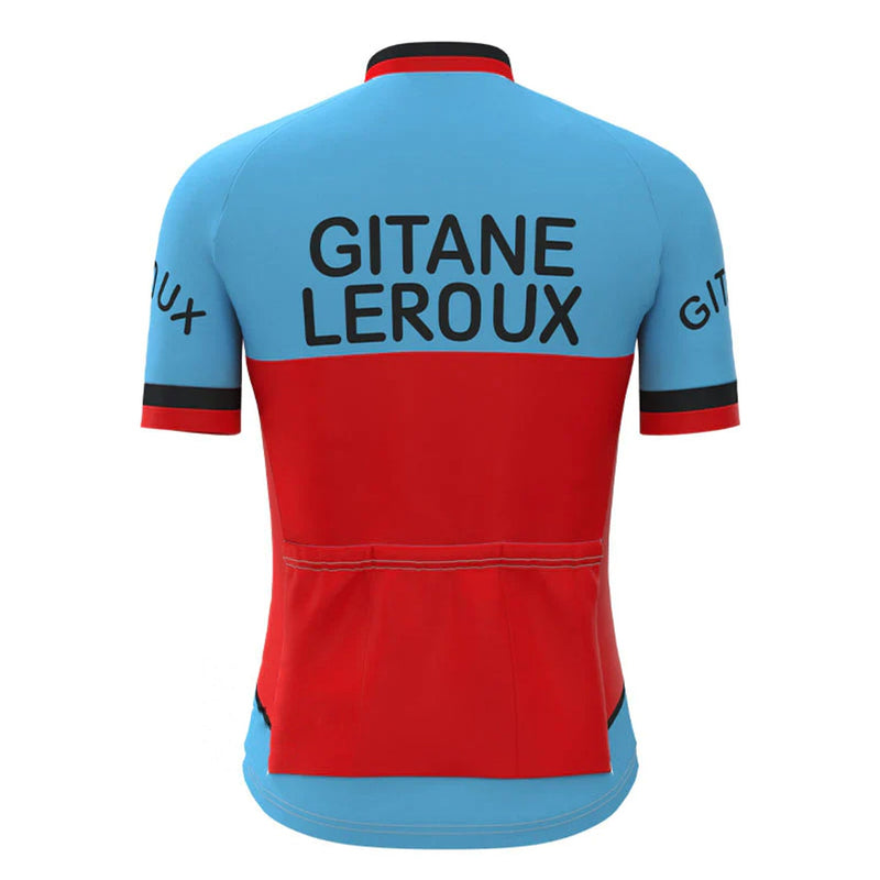 GITANE Leroux Blue Red Vintage Short Sleeve Cycling Jersey Top