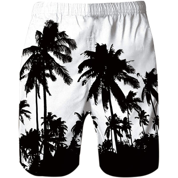 Black Palm Tree Funny Swim Trunks