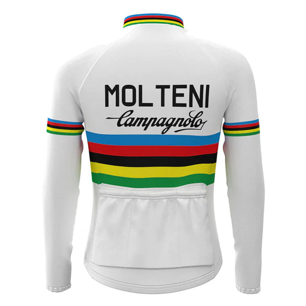 MOLTENI White Vintage Long Sleeve Cycling Jersey Top
