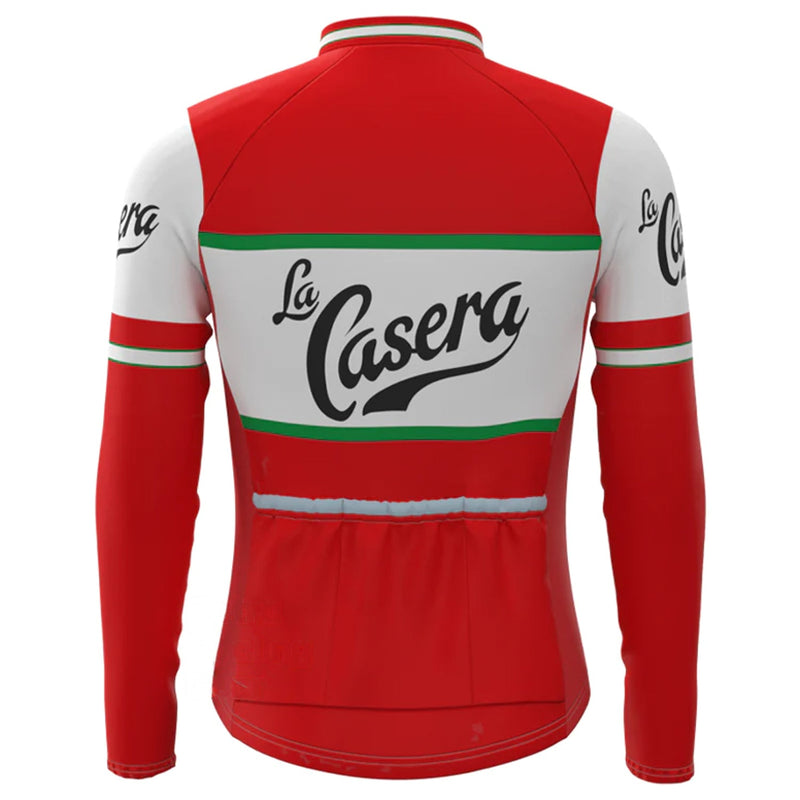 La Casera Peña Bahamontes Red Vintage Long Sleeve Cycling Jersey Top