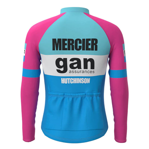 Gan Mercier Hutchinson Blue Pink Vintage Long Sleeve Cycling Jersey Top
