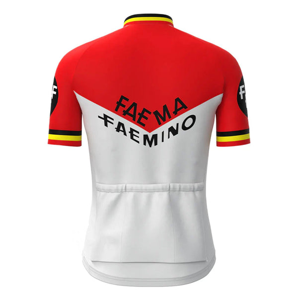 FAEMA White Red Short Sleeve Vintage Cycling Jersey Top