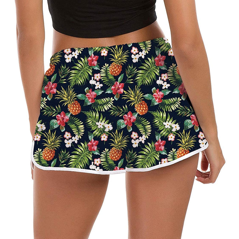 Floral Pineapple Funny Board Shorts for Women