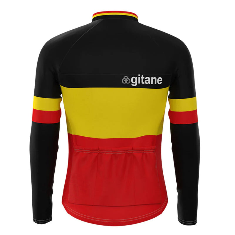 Gitane Black Red Long Sleeve Vintage Cycling Jersey Top