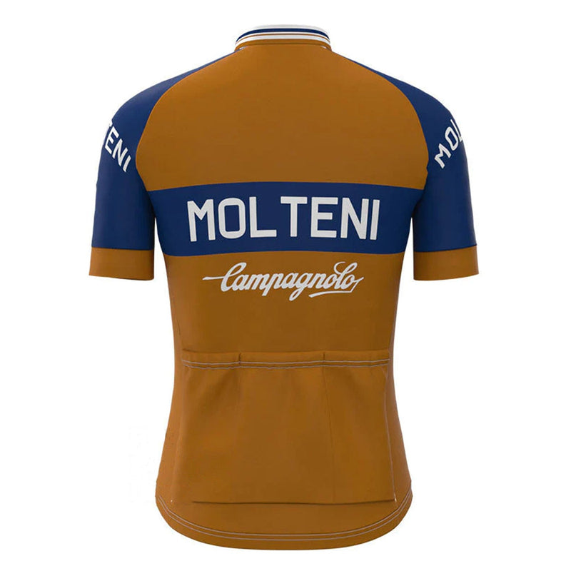 Molteni Brown Navy Vintage Short Sleeve Cycling Jersey Top