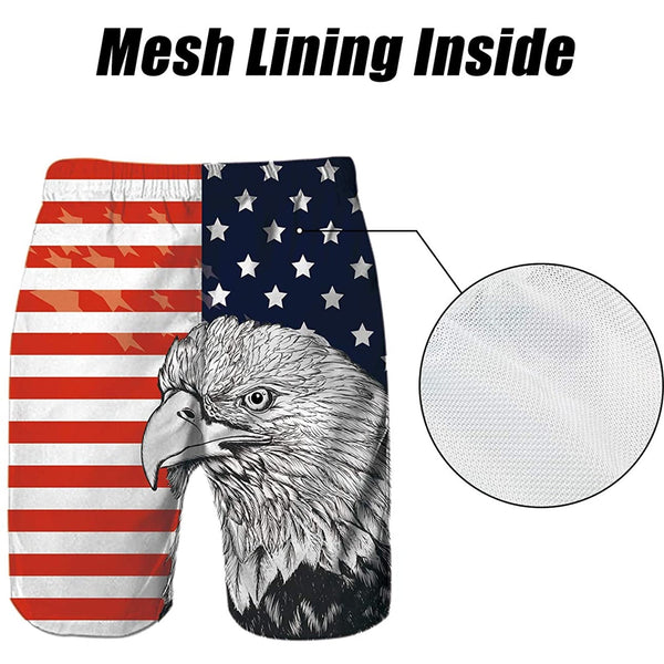 American Flag Eagle Funny Swim Trunks