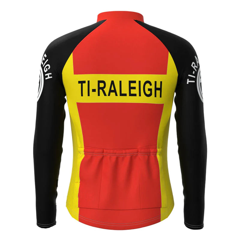 TI Raleigh Red Yellow Vintage Long Sleeve Cycling Jersey Matching Set