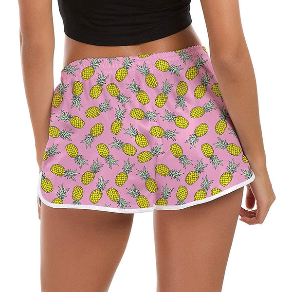 Pineapple Pink Funny Board Shorts for Women