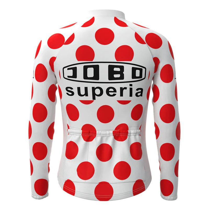 JOBO Red Vintage Long Sleeve Cycling Jersey Top
