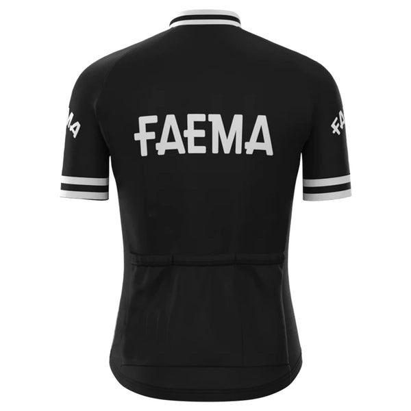FAEMA Black Vintage Short Sleeve Cycling Jersey Top
