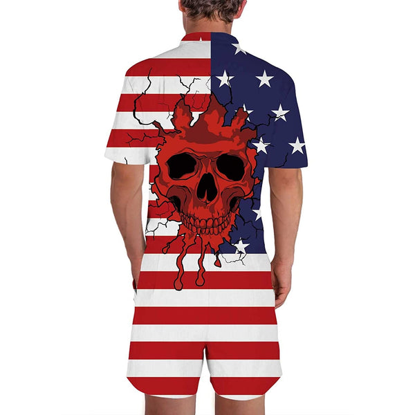 Skull American Flag Men Romper