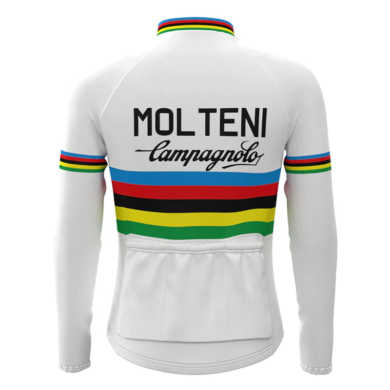 MOLTENI White Vintage Long Sleeve Cycling Jersey Matching Set