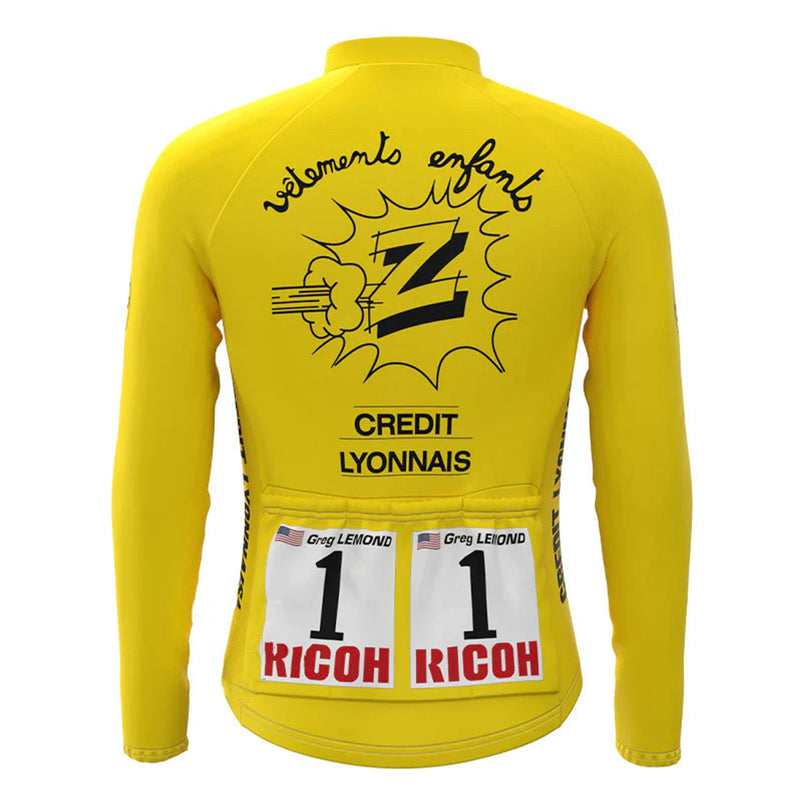 Z Vêtements Yellow Vintage Long Sleeve Cycling Jersey Top