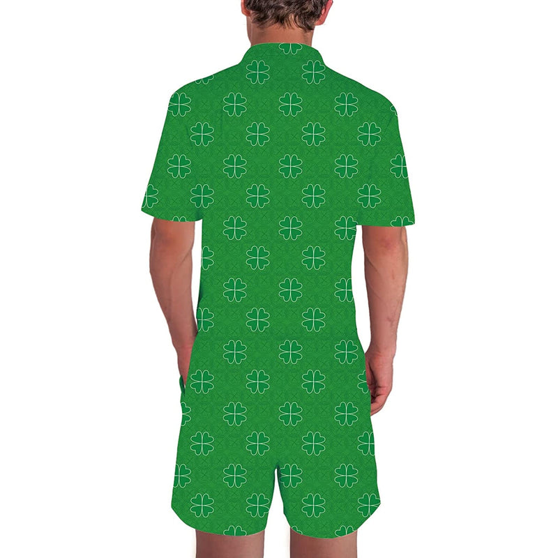 Green St. Patrick's Day Clover Male Romper