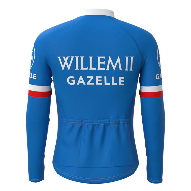 Gazelle Blue Vintage Long Sleeve Cycling Jersey Top