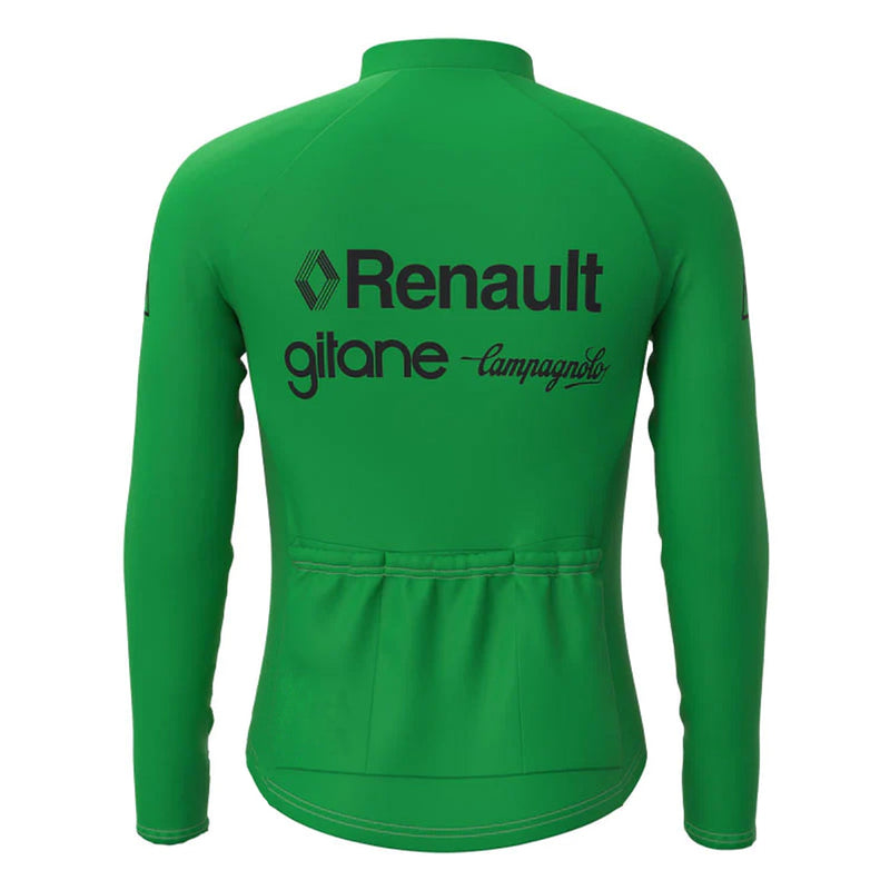 Renault Green Vintage Long SleeveCycling Jersey Top