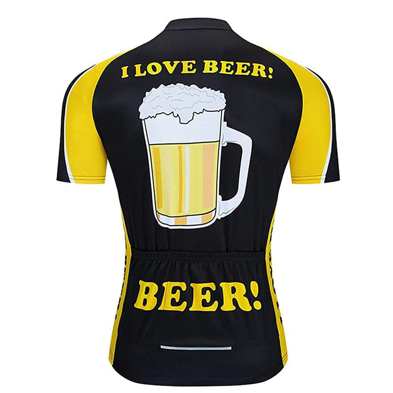 I Love Beer Men Funny MTB Short Sleeve Cycling Jersey Top