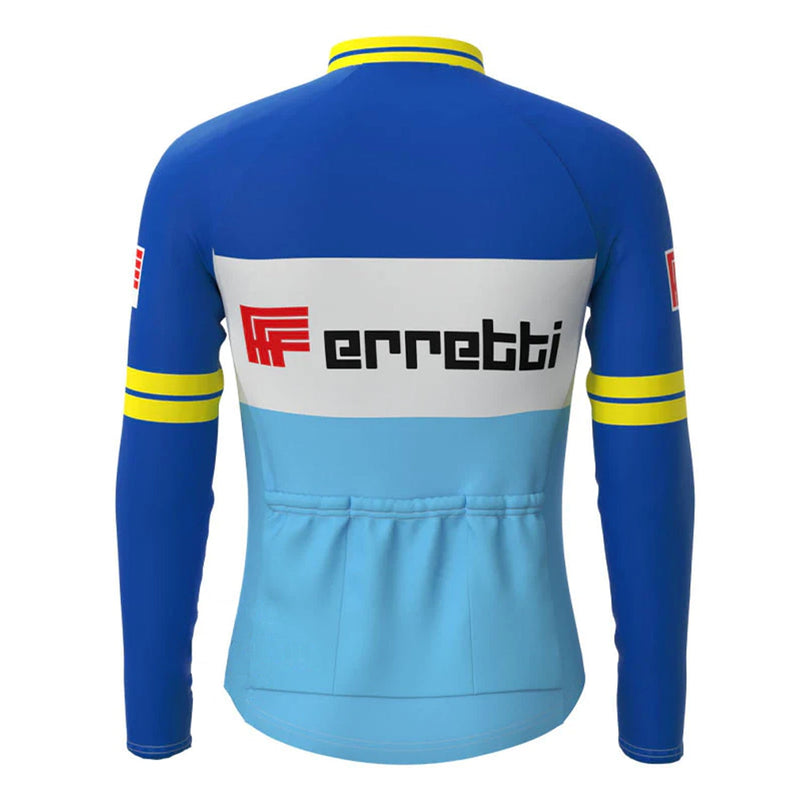 Ferretti Blue Vintage Long Sleeve Cycling Jersey Top