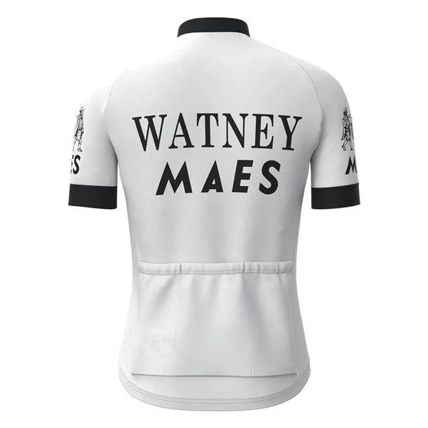 Watney Maes White Vintage Short Sleeve Cycling Jersey Top