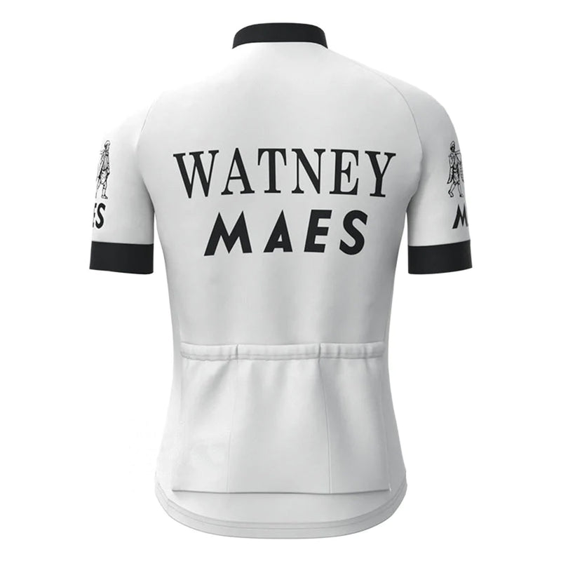 Watney Maes White Vintage Short Sleeve Cycling Jersey Top