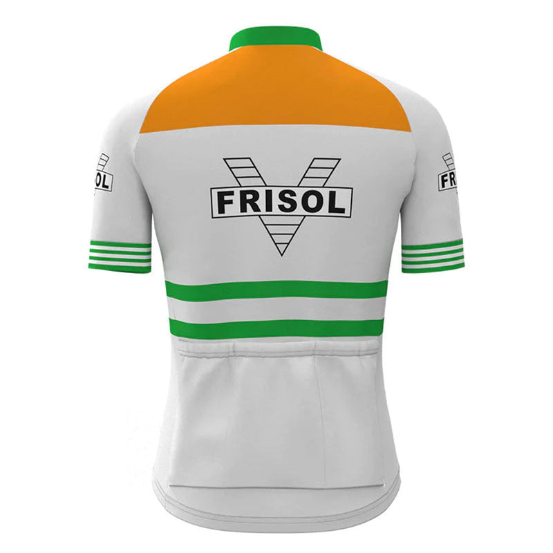 Frisol White Vintage Short Sleeve Cycling Jersey Top