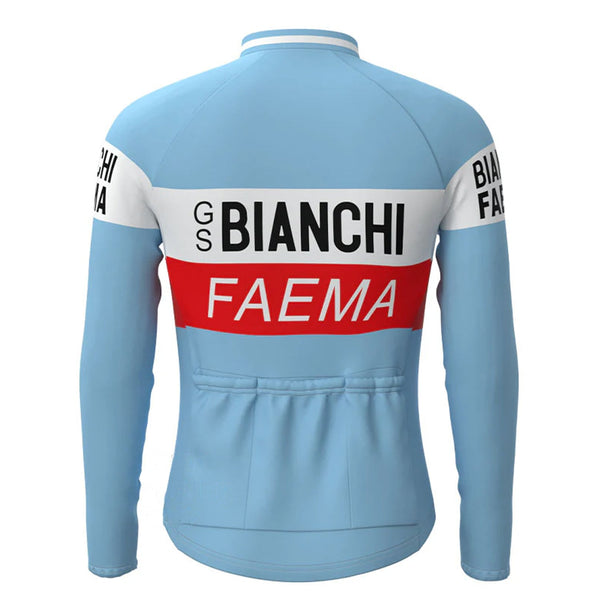 BIANCHI Blue Vintage Long Sleeve Cycling Jersey Top