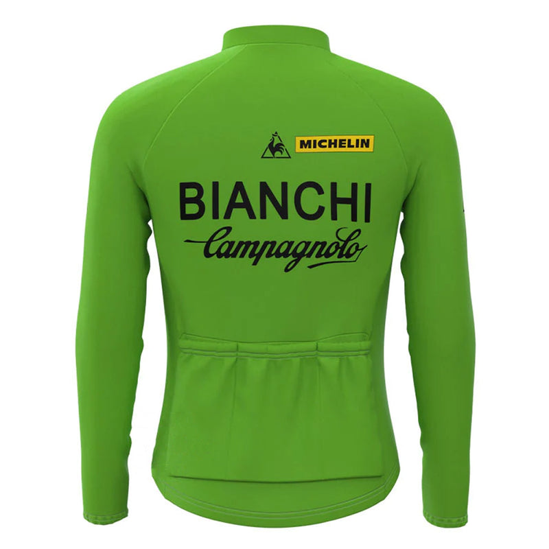 Bianchi Green Long Sleeve Vintage Cycling Jersey Top