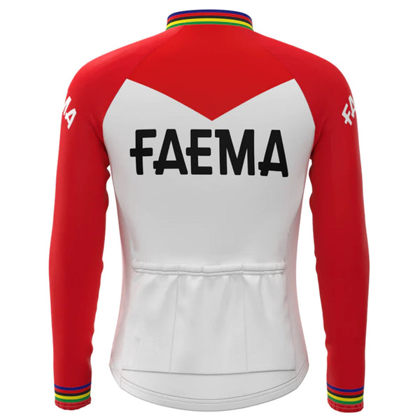 FAEMA White Vintage Long Sleeve Cycling Jersey Top