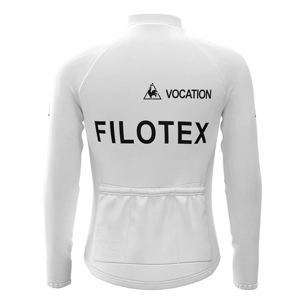Filotex White Long Sleeve Vintage Cycling Jersey Top