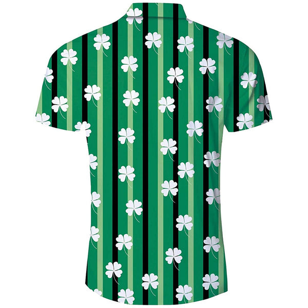 Green Stripes Shamrock Funny Hawaiian Shirt