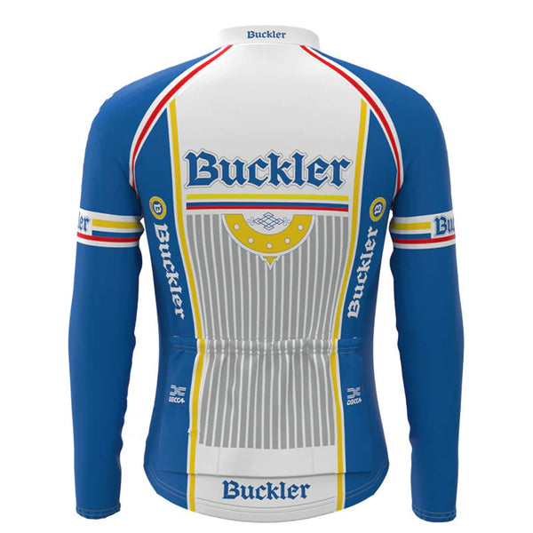 Buckler Blue Vintage Long Sleeve Cycling Jersey Top