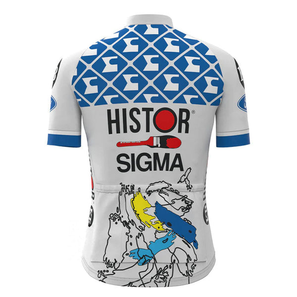 Histor Sigma Blue Vintage Short Sleeve Cycling Jersey Top