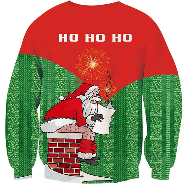 Santa Pooping Chimney Ugly Christmas Sweater