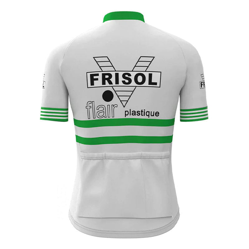 Frisol Green Vintage Short Sleeve Cycling Jersey Top