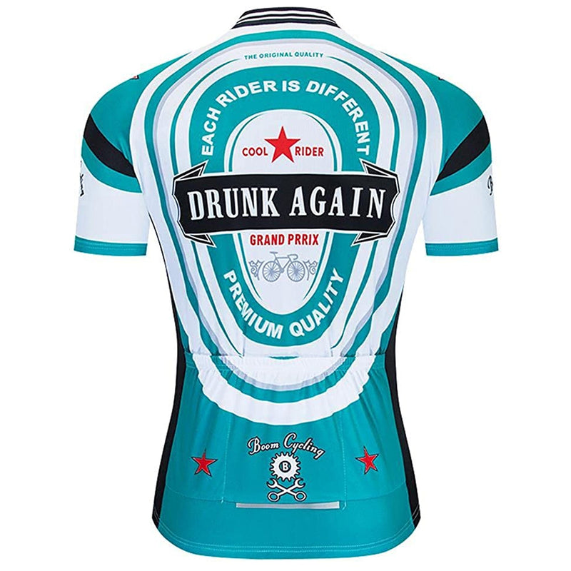 Drunk Again Light Blue Men Funny MTB Short Sleeve Cycling Jersey Top