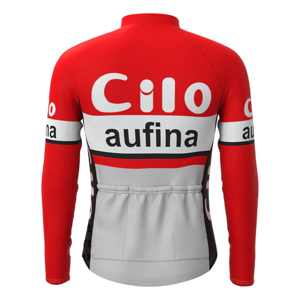 Cilo Aufina Red Vintage Long Sleeve Cycling Jersey Top