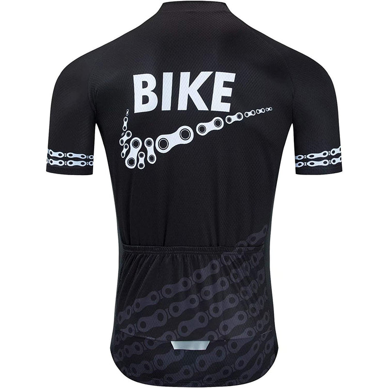 Chain Black Short Sleeve Men Funny MTB Short Sleeve Cycling Jersey Top