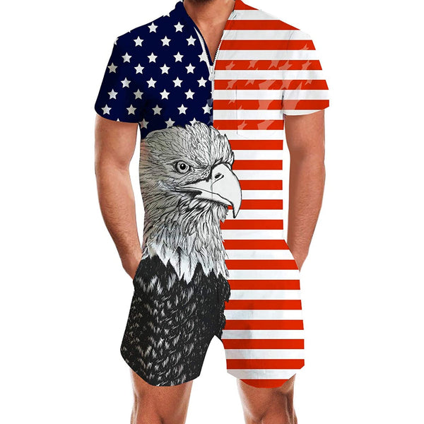 American Flag Eagle Male Romper