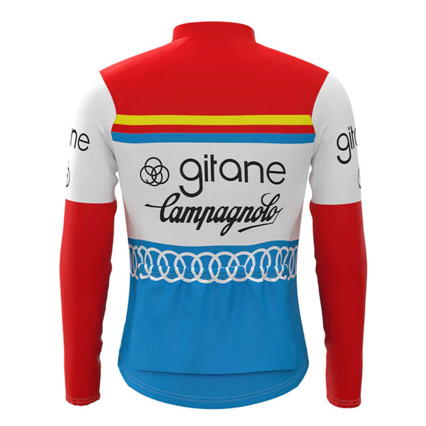 Gitane Red Blue Long Sleeve Vintage Cycling Jersey Top