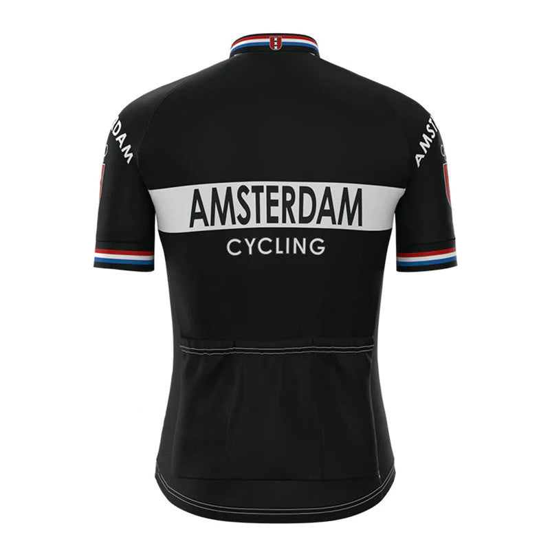 Amsterdam Black Vintage Short Sleeve Cycling Jersey Top