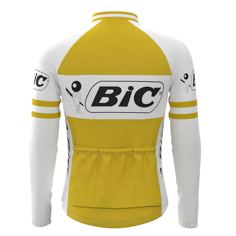 BIC Yellow Vintage Long Sleeve Cycling Jersey Matching Set