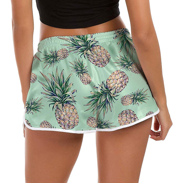 Light Green Pineapple Funny Board Shorts for Women