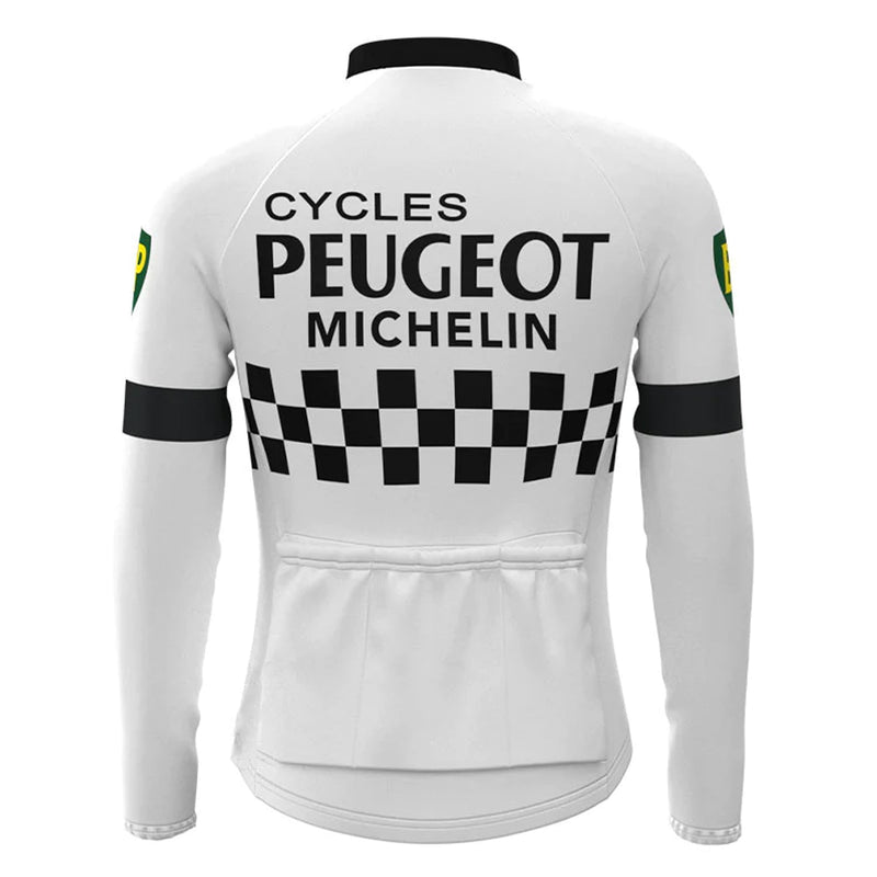 Peugeot White Vintage Long Sleeve Cycling Jersey Top