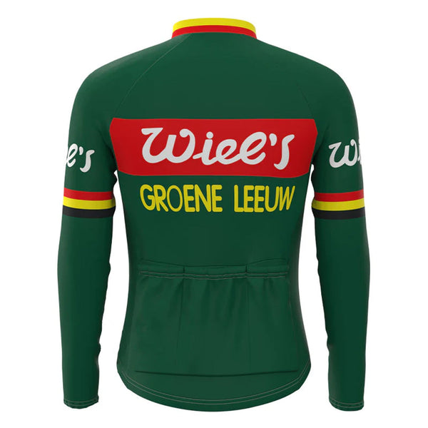 Wiee's Groene Leeuw Green Vintage Long Sleeve Cycling Jersey Top