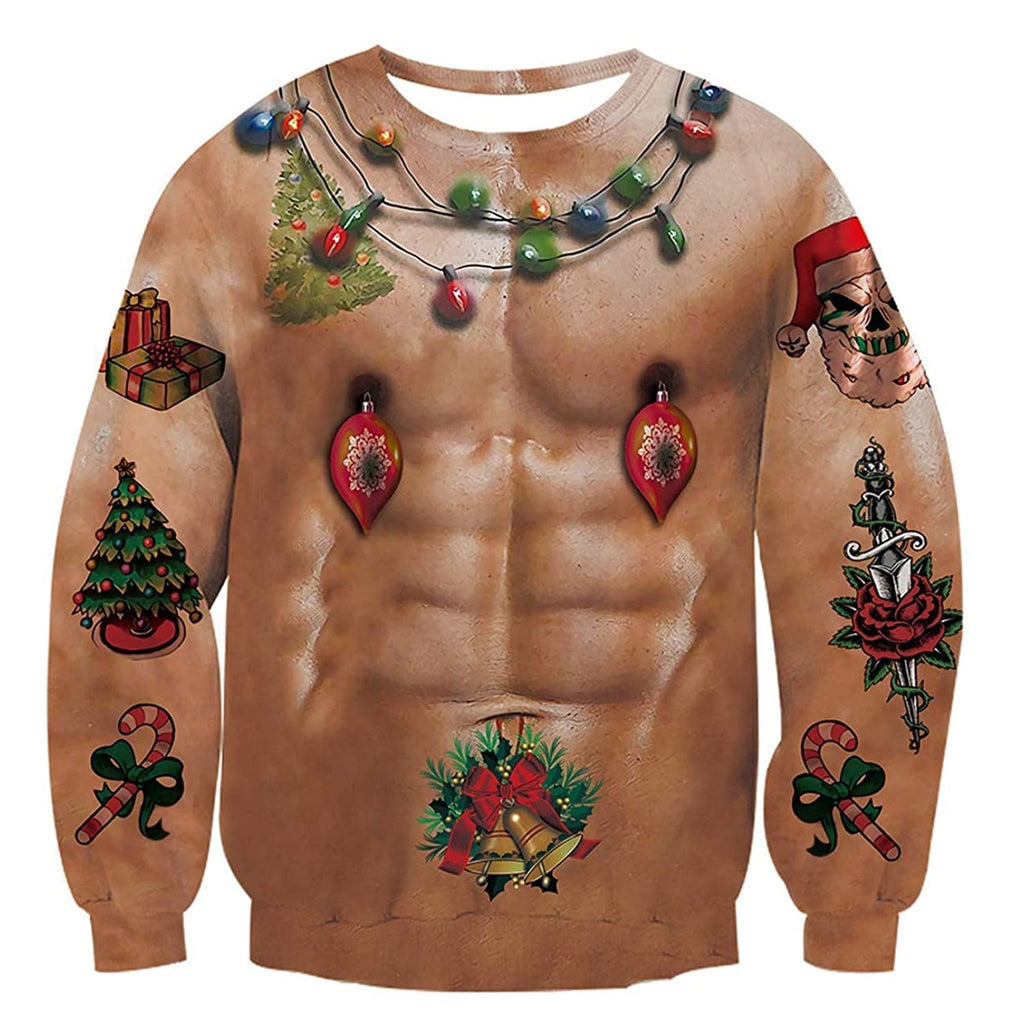 Naked Bulb Ugly Christmas Sweater Forest Coral