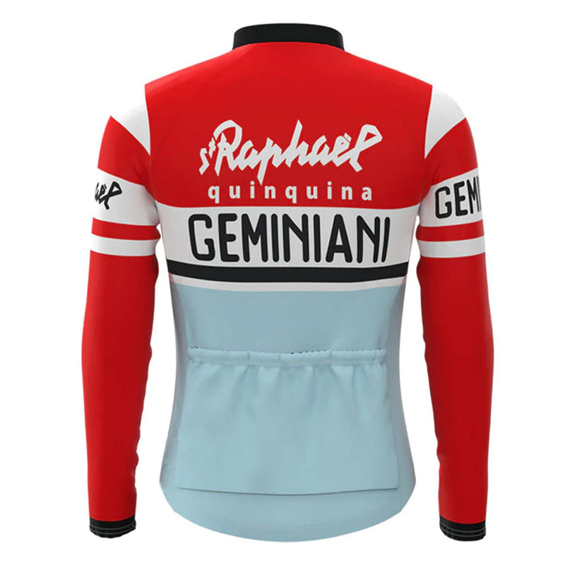Saint Raphaël Geminiani Red Blue Vintage Long Sleeve Cycling Jersey Top