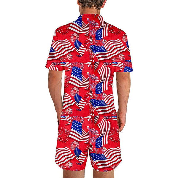 American Flag Red Male Romper