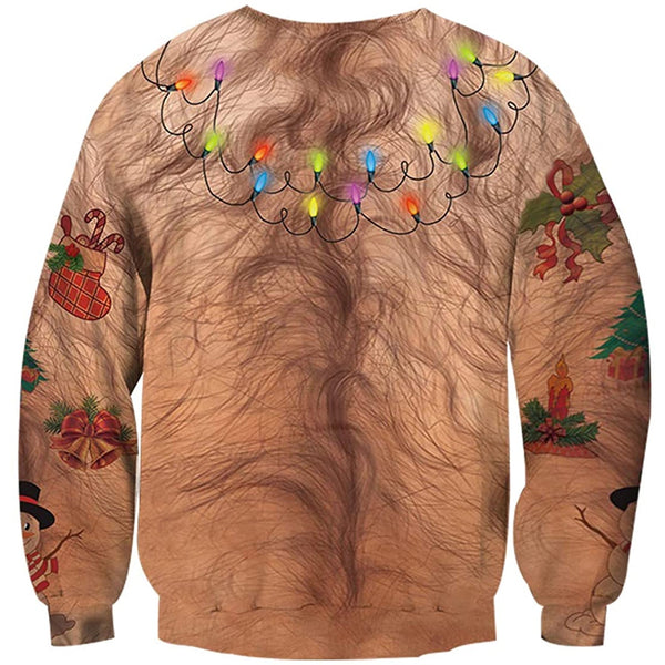 Bulbs Hairy Chest Ugly Christmas Sweater